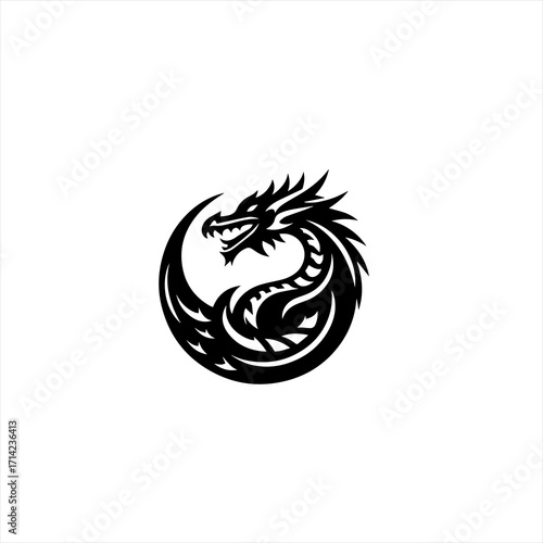 Wallpaper Mural Stylized black dragon emblem in a circle Torontodigital.ca