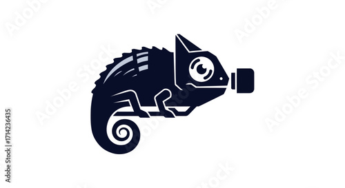 Chameleon with a Breathing Mask Eco-Conscious Reptile Environmental Awareness Animal Conservation Sustainable Living Protecting Wildlife.