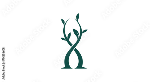 Elegant logo of two intertwined green plant stems growing.