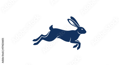 Elegant silhouette of a leaping rabbit against a pristine white backdrop.