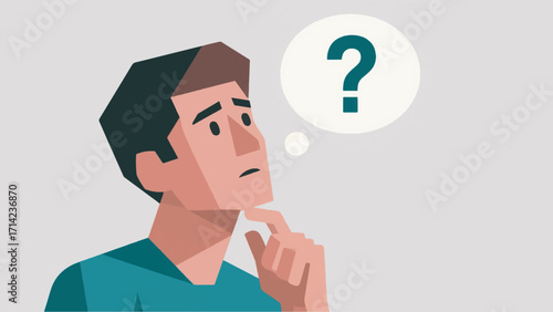 Illustration Of A Young Man Thinking Vector Design Template