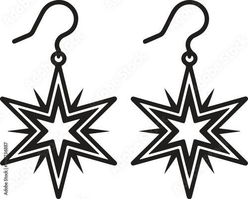 Black and white starburst earrings with hook and loop detail