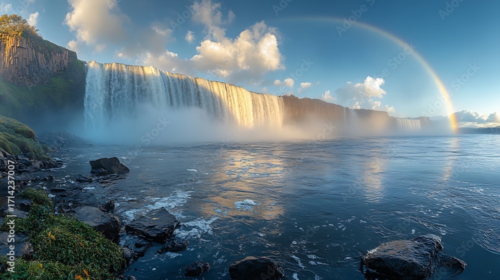 Fototapeta premium Rainbow waterfall scenic landscape