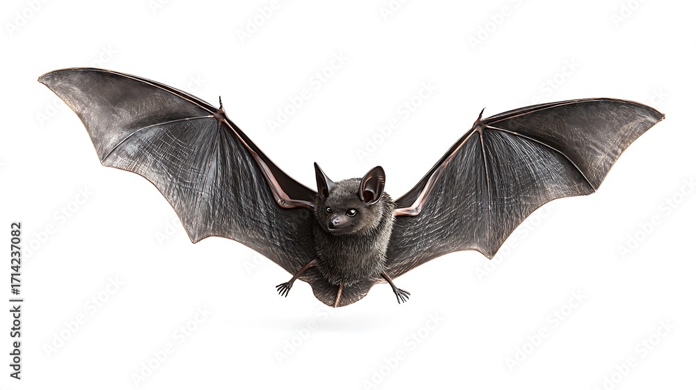Fototapeta premium Flying black bat isolated on the white background 