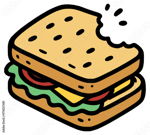 A juicy vegetable sandwich that someone bit into
