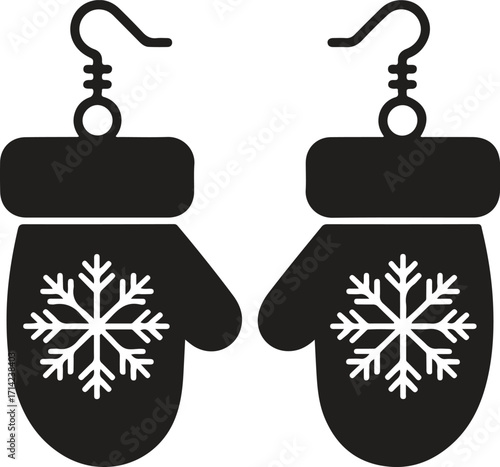 Cute winter mittens earrings for holiday designs