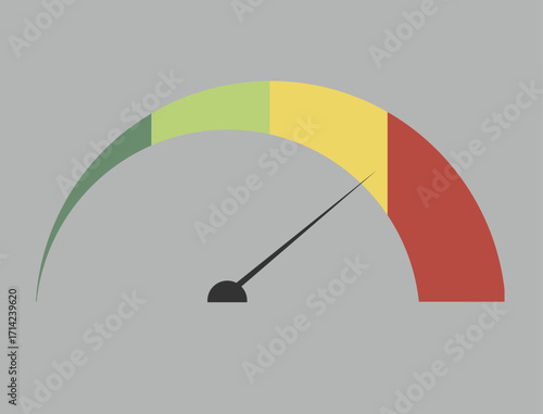An illustration of a speedometer with a needle pointing towards the yellow zone, indicating a moderate level.