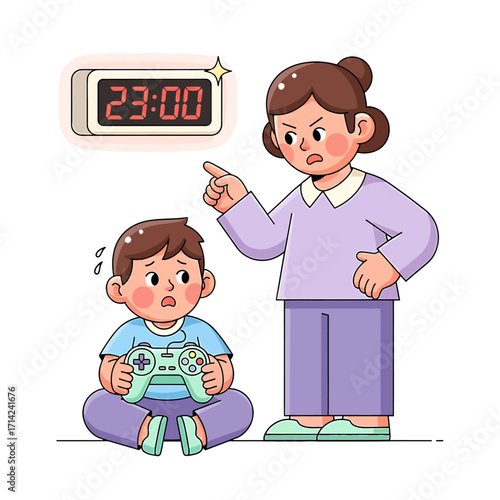 Mom Scolds Son for Late-Night Gaming