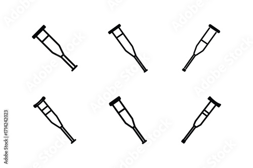 crutch icon silhouette vector illustration