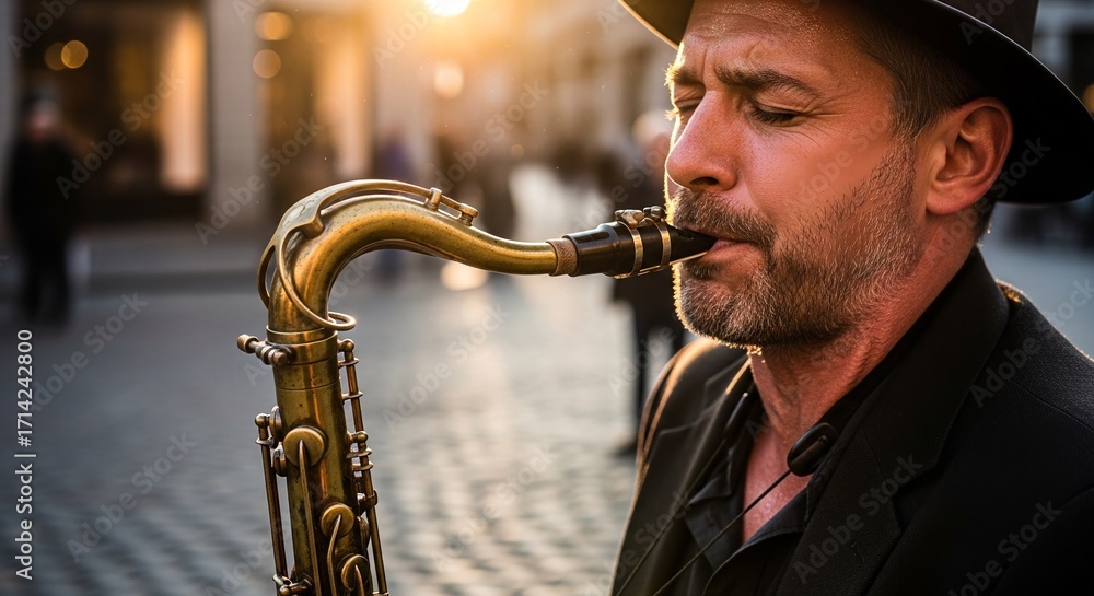Obraz premium man playing the saxophone