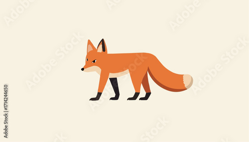 Orange fox in flat illustration style on light background