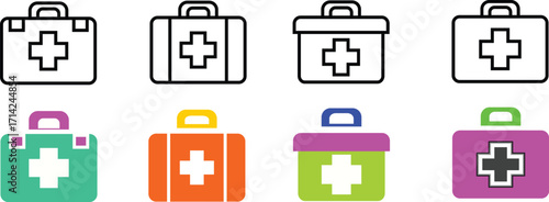 medical kit and healthcare icon set. first aid and medicine vector set.