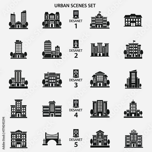 Urban Building Icons A Collection of Cityscape Designs