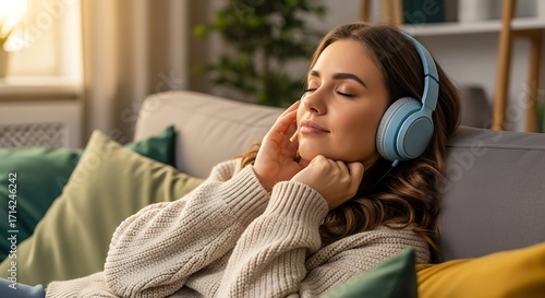 Girl listening to music.