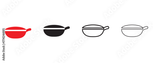 frying pan vector icon illustration, frying pan vector, silhouette and line art