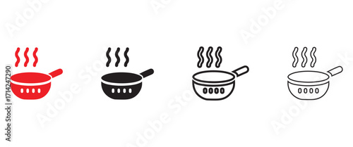 frying pan vector icon illustration, frying pan vector, silhouette and line art