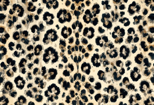 Distressed Jaguar Rosettes  Pantanal Fur Texture   Worn Look, Muted Tones, Classic Design, Antique Feel, Grunge Illustration