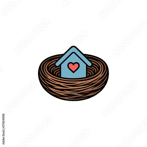 Cozy home nestled safely within a warm, protective bird's nest.