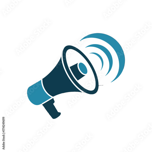 Loudspeaker broadcasting sound waves, symbolizing communication and announcement