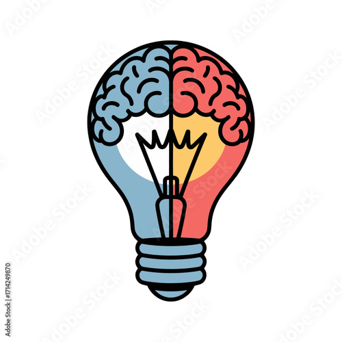 Creative brain lightbulb symbolizes innovation and bright ideas