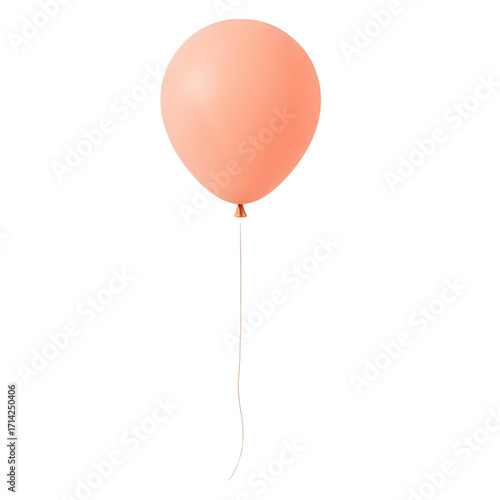 Elegant peach-colored helium balloon gently floating with a delicate white string on a clean background, perfect for festive celebrations, birthdays, weddings, and party decorations