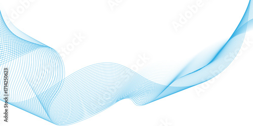 Abstract blue wave lines pattern for banner, modern technology blue line whit white background, Curve wave seamless pattern, line art striped graphic template.