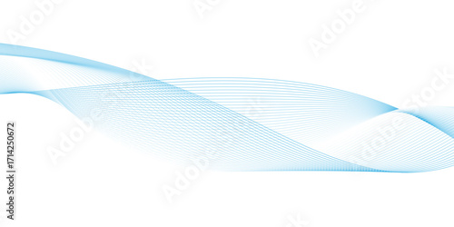 Abstract blue wave lines pattern for banner, modern technology blue line whit white background, Curve wave seamless pattern, line art striped graphic template.
