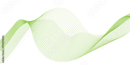 Abstract background with vector green wave line, Smooth stylish abstract green wave background, dots on a whit clean and fresh background, ransparent horizontal green wave line.
