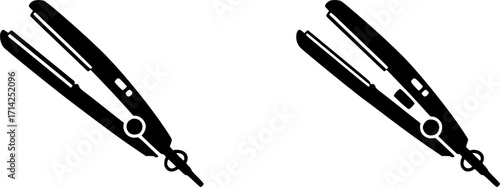 Hair straightener solid icon. An electrical device for ironing hair. Vector black silhouette. with white background
