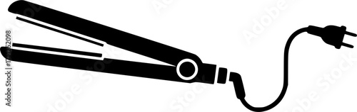 Hair straightener solid icon. An electrical device for ironing hair. Vector black silhouette. with white background
