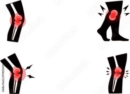 joint pain icon pack Vector black silhouette. with white background

