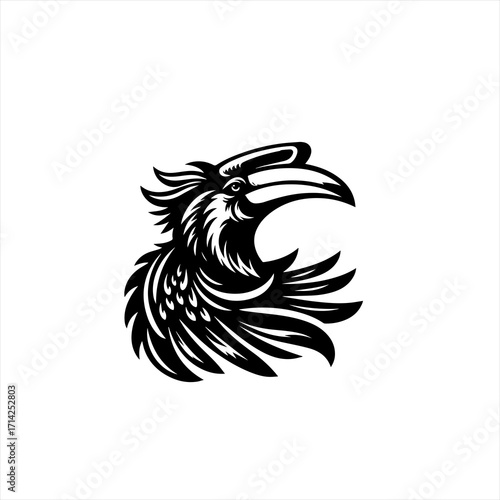 Wallpaper Mural Stylized black and white hornbill bird head logo design Torontodigital.ca