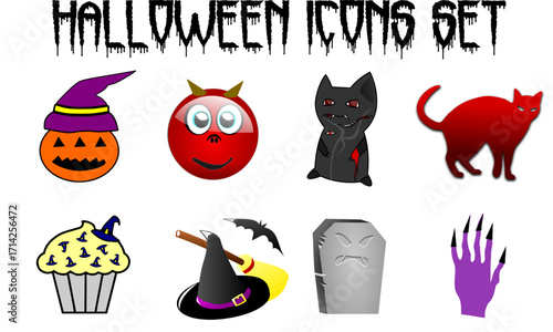 Spooky Halloween Icon Set Design