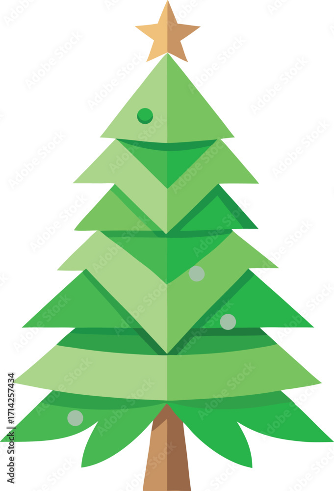 Obraz premium Minimalist Christmas tree made from recycled paper and green leaves vector