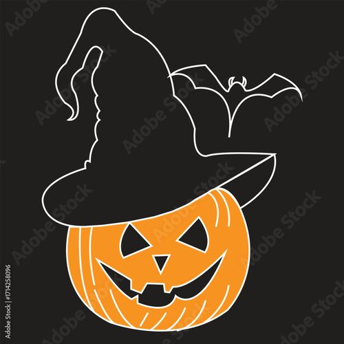 Spooky Halloween Pumpkin and Ghost Faces Vector Illustration