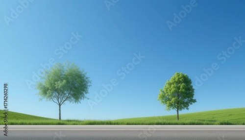 Abstract Green Tree Design  A Modern and Clean Roadside Illustration