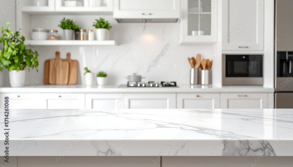 Fototapeta premium Modern white kitchen countertop