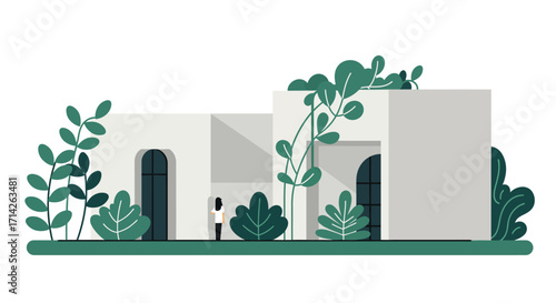 Harmonious Green Living: Minimalist Eco-Architecture for an Optimistic Sustainable Future