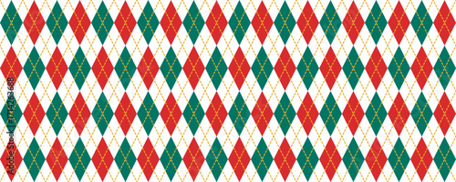 Seamless Argyle Red and Green Pattern