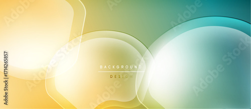 Abstract background features soft color blends. Overlapping shapes create fluid, modern design. Light gradients offer visual interest.