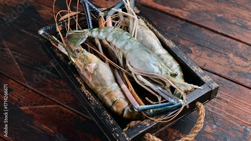 Raw river shrimp  prawn rosenberg