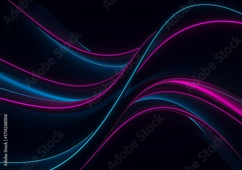 Abstract Neon Wave Background with Pink and Blue Lights for Modern Technology and Design Projects