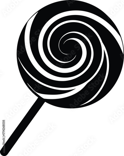Candy swirl lollipop silhouette vector illustration