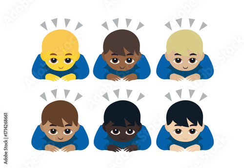 man person bowing deeply dogeza apology large favour emoji symbol sign icon vector illustration isolated flat