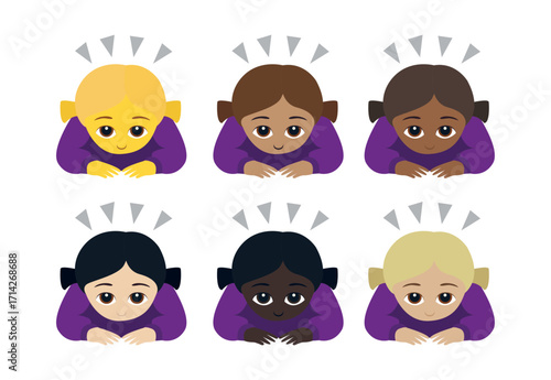 woman Person Bowing deeply dogeza apology large favour emoji symbol sign icon vector illustration isolated flat