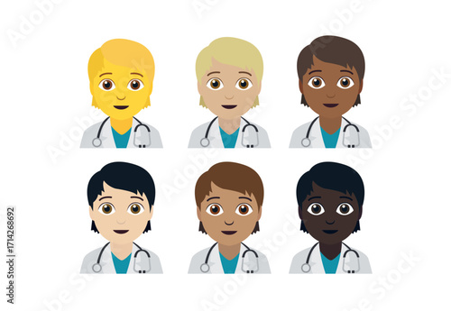 doctor non binary person healtcare medical emoji symbol sign icon vector illustration isolated flat