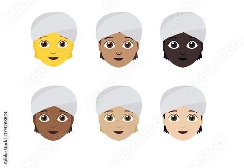 person wearing a turban non-binary emoji symbol sign icon vector illustration isolated flat