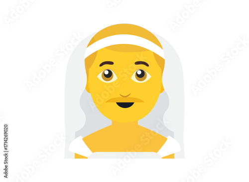 male bride man wedding husband person wearing a veil emoji symbol sign icon vector illustration isolated flat