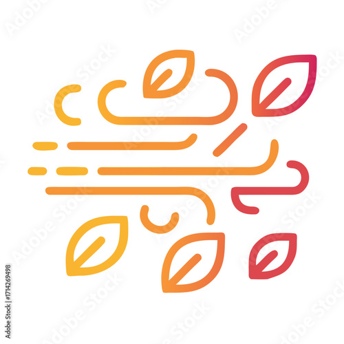 Abstract wind and leaf illustration in gradient colors  