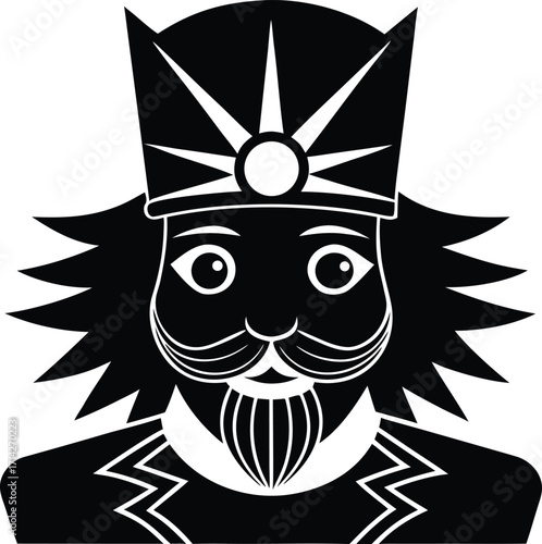  Nutcracker face close-up silhouette vector illustration